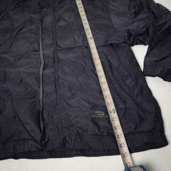 Mens Brooks Size 2XL Windbreaker Jacket Zip And Button Closure Dark Blue - Picture 6 of 9